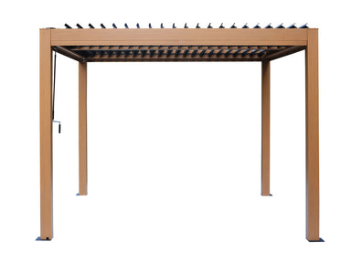 Viken Pergola – 10’ x 10’ Aluminum & Galvanized Steel with Wood Finish - Main Picture White Background