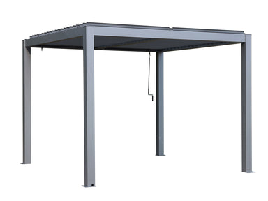 Vikos Pergola – 10’ x 10’ Aluminum & Steel Frame in Modern Gray - White Background Main Product Picture